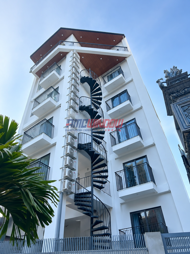 AMC WINDOW THI CÔNG CỬA NHÔM KÍNH CHO CHUNG CƯ MINI 7 TẦNG TẠI HOÀNG MAI